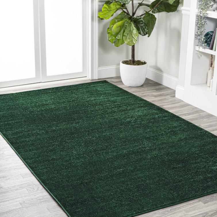 Latitude Run® Asahi Solid Low-Pile Emerald Rug & Reviews | Wayfair